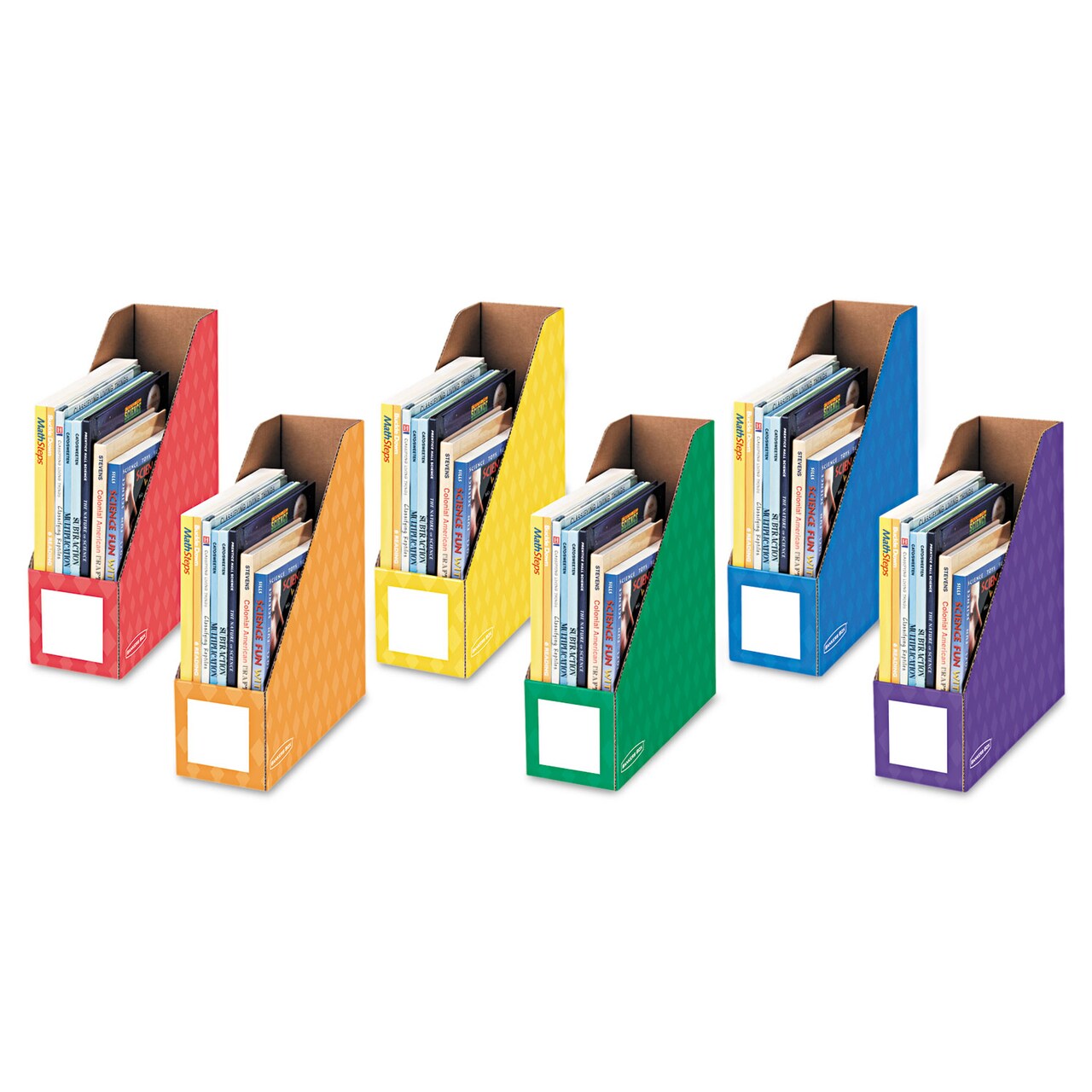 Fellowes Cardboard Magazine File, 4 1/4 x 11 3/8 x 12 7/8, Assorted, 6/PK